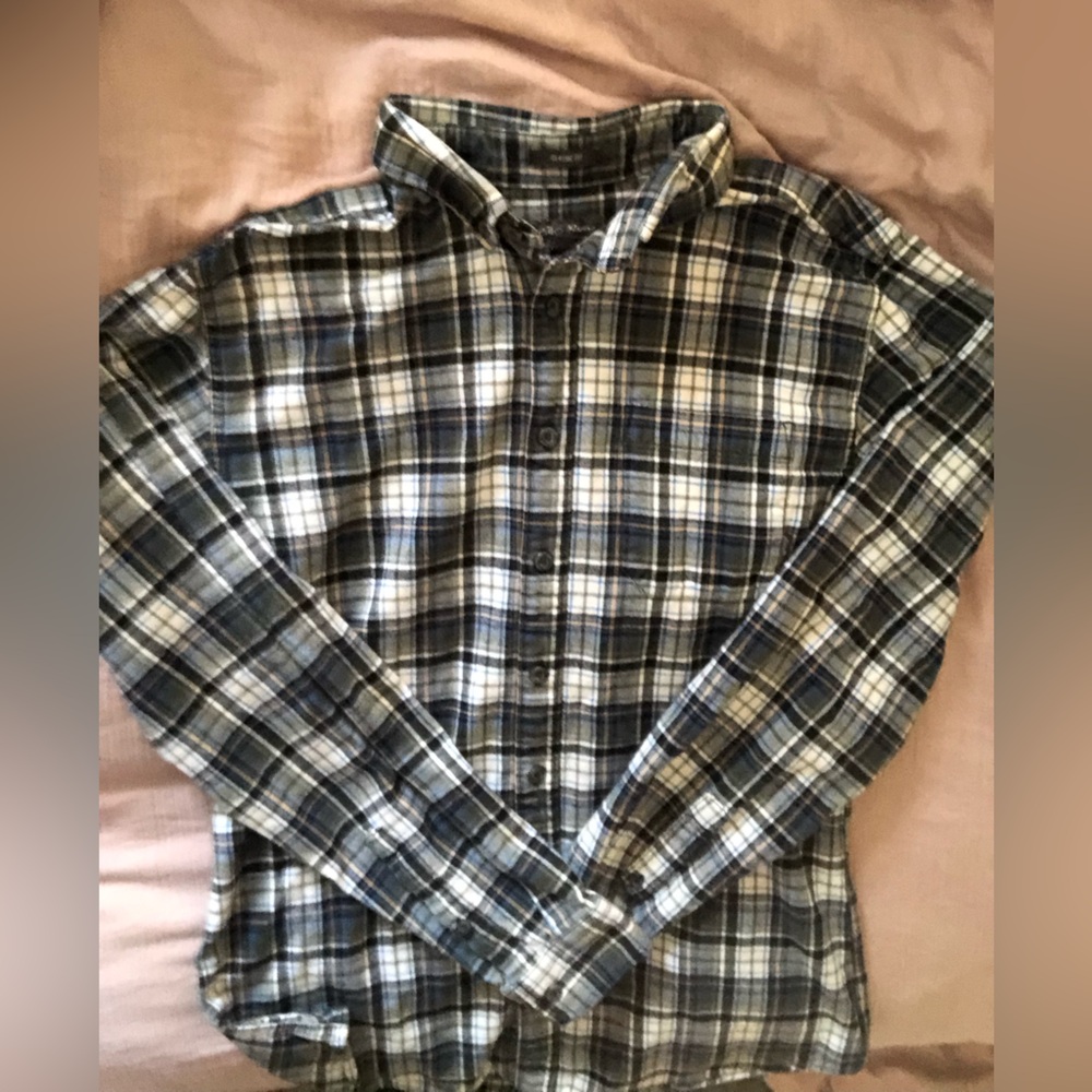 Eddie Bauer Men’s Flannel- Blue/Green Plaid. Classic Fit. Size Tall Med.